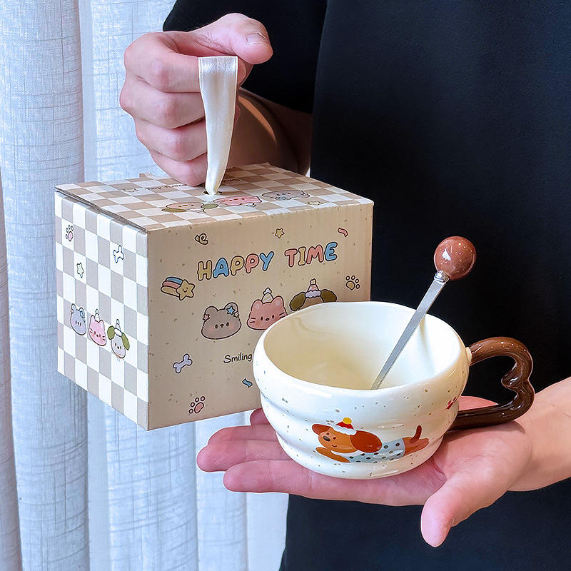 Cuillère pour chien à pois bleus