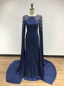 LYL21105 مرصع بالخرز الماس برقبة قارب أكمام طويلة أم العروس كوتور مسلمة فستان سهرة - Product Image 5