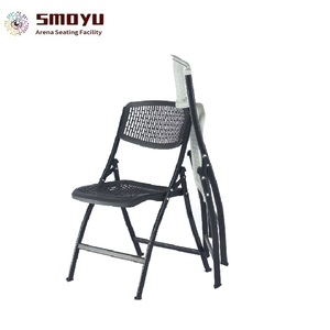 Silla Plegable Moderna al por Mayor con Respaldo de Malla Ventilada, Plástico PP Negro y Patas de Acero para Dormitorio - Product Image 4