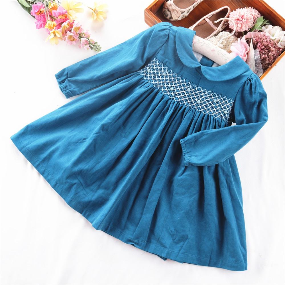 Winter Corduroy Toddler Baby Hand Smocked Dresses for Girls for - Main Image