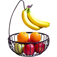 Vente en gros de crochets à bananes détachables paniers de rangement fonctionnels pour fruits et légumes en fer pour la cuisine panier à pain et à bananes