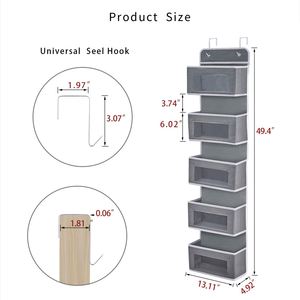 Organisateur de rangement pliable en tissu souple pour porte, 5 poches transparentes, rangement suspendu pour vêtements, garde-manger, chambre de bébé, salle de bain - Product Image 5