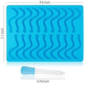 Gran oferta, molde de gusanos de goma de silicona de grado alimenticio, Forma cuadrada con cuentagotas para hacer caramelos de goma - Product Image 5