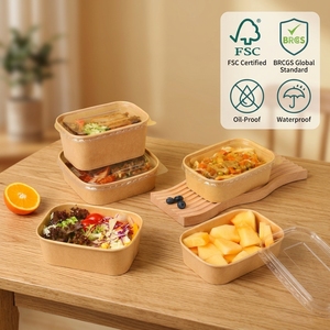 Caja de Catering para Eventos, Bodas y Picnics, Contenedor de Alimentos Desechable de Papel Kraft Ecológico, Certificación BRC, Suministro al por Mayor, Grabado <span class=keywords><strong>en</strong></span> Relieve - Product Image 1