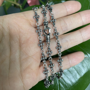 Collier CH Odian Chrome Cruckle en argent thaïlandais, pendentif rétro en forme de croix et de cœur, style européen, hip hop, punk, bijoux pour couple - Product Image 6