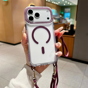 สายคล้องคอแบบไขว้ สายสะพายไหล่ เคสใสสำหรับ iPhone 18 Pro Max 17 Air 16E 15 14 13  ฝาหลังใส รองรับการชาร์จไร้สายแบบแม่เหล็ก - Product Image 1