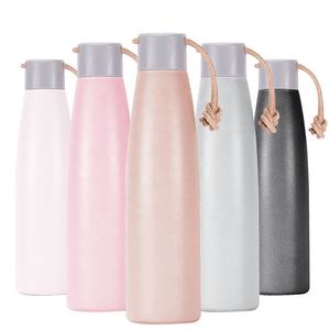 Botellas Personalizadas de Acero Inoxidable de Doble Capa de 17 oz/500 ml con Logotipo Personalizado, Correa de Cuero y Tapa - Product Image 4