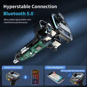 Автомобильный Bluetooth 5,0 FM-передатчик 7 цветов атмосферный свет автомобильный комплект MP3 модулятор беспроводной гарнитура аудио приемник адаптер