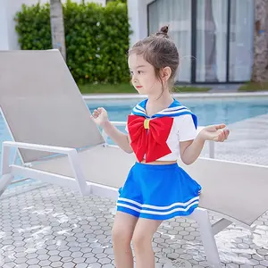 Pakaian renang seragam pelaut Jepang pakaian renang anak perempuan desainer pakaian renang grosir 1-6 tahun 2-10 2 potong dua potong kustom OEM