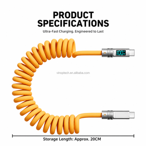 <span class=keywords><strong>สาย</strong></span>ชาร์จเร็วแบบดิจิตอล LED 100w USB-<span class=keywords><strong>C</strong></span>-Type <span class=keywords><strong>C</strong></span> พร้อมโลโก้ OEM ดีไซน์ใหม่ล่าสุด ผลิตจากโลหะผสมสังกะสีและซิลิโคนแท้สำหรับ Type-<span class=keywords><strong>C</strong></span> - Product Image 1
