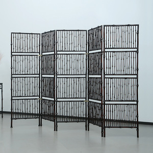 Chinese Style Bamboo Screen Partition 5 Panels Foldable Room Divider For Entryway Living Room Office Tea Room - Product Image 1