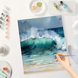 Kit de numéros de peinture de paysage marin pour adultes-Écologique Personnalisé DIY Ocean Wave Tranquil Sea 16x20 Pouces Cadeaux d'art de plage sans cadre - Product Image 3