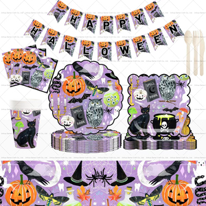 DAMAI Cute Little Ghost Halloween Party Table Decoration Disposable Paper Dinner Plates Dessert Plates Paper Plate Cutlery Sets - Product Image 2
