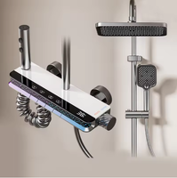 Ensemble de douche mural thermostatique de luxe à 4 fonctions avec affichage numérique LED, jet doux et touches de piano brossées inspirées