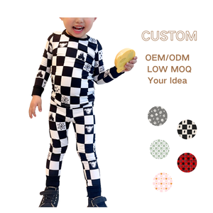 FOCUS Rts Bebê Meninos Boutique Conjuntos De Pijamas De Bambu Babys Two Piece Checkered Padrão <span class=keywords><strong>Set</strong></span> Crianças Bambu Fibra Jogger Conjuntos - Product Image 1