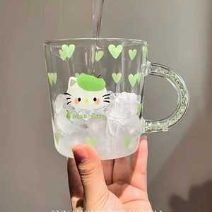 Vaso de Vidrio de 460 ml con Diseño de Hello Kitty y Asa con Brillantina para Leche, Jugo, Café, Uso Diario en el Hogar y Regalo - Product Image 4