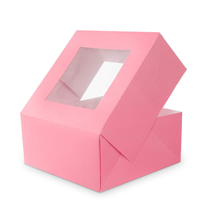 fiesta ventana transparente personalizada diseño de onda caja de papel tarta de queso cup cakes caja de papel - Product Image 1
