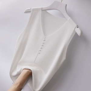 Camisole <span class=keywords><strong>grande</strong></span> <span class=keywords><strong>taille</strong></span> <span class=keywords><strong>gilet</strong></span> pour femmes col ample couvrant le ventre tricoté <span class=keywords><strong>sans</strong></span> manches Base chemise haut intérieur - Product Image 5