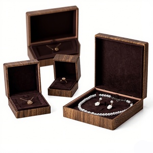 Custom Vintage Wood Grain <b>Spray</b> Painting Suede Lining Jewelry Gift Box Classic Ring Pendant Jewelry Set Box Customizable logo - Product Image 5