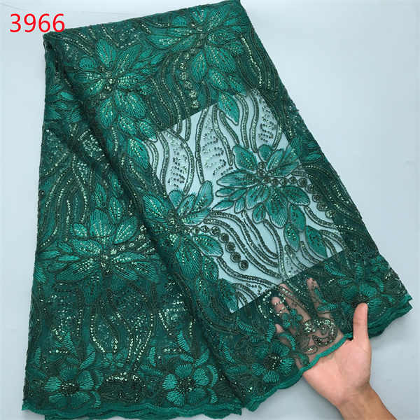 3966 African French Lace Fabric Party Dresses Sequins Lace Fabric Wholesale Price Sequin Embroidery Lace Fabric for Wedding