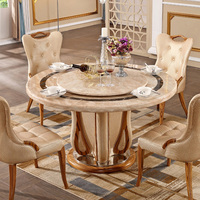Europäischer Stil Luxus Esstisch High-End-Rund drehbar Eck-Marmor-Tisch Platte Esstisch-Set