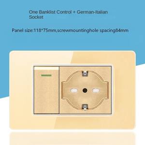 Enchufe de pared con interruptor de luz, doble USB tipo C, estándar alemán, de vidrio templado, con tres entradas de corriente. - Product Image 3