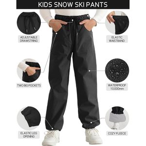 Pantalones de nieve Qbk para niños pequeños, pantalones de esquí impermeables con forro polar para niños y niñas, unisex - Product Image 3
