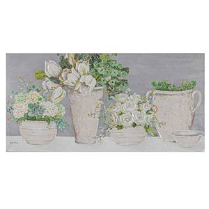 Peinture sur toile florale avec cadre en feuille d'argent 80x160cm épaisseur 5cm - Product Image 1