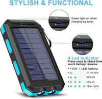 Power Bank Tenaga Surya 49800mAh Nirkabel 15W 30W Pengisian Cepat dengan Kabel USB-A/Micro USB & USB-C 4 Buah Senter LED untuk Berkemah/Mendaki