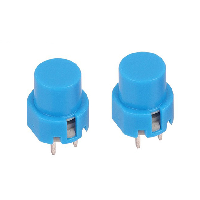 Momentary Tactile Push Button Switch, Self-Resetting Round Cap, Through-Hole Vertical Mount, Multiple Colors Available