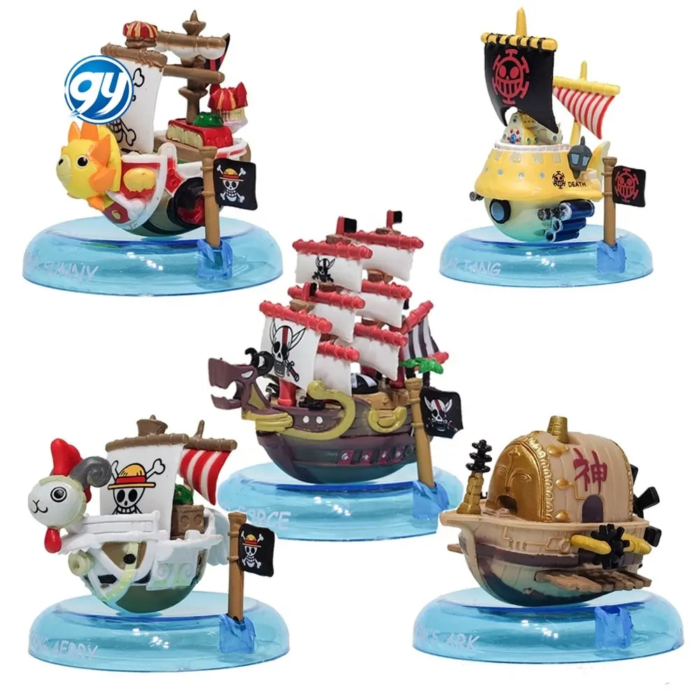 6個/バッチバルコワンピースアニメフィギュア千の晴れた海賊船海軍ボート行くメリーモデルミニコレクションおもちゃ子供ギフト