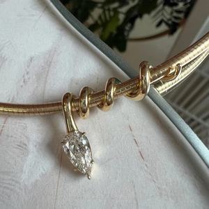 Gemnel 18K verguld spiraalvormige slang 1ct peer zirkoon hanger slangketting collier delicaat 2mm ronde visgraat boa ketting - Product Image 3