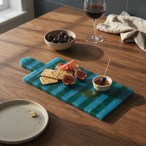 Tabla de cortar de resina rectangular con asa, diseño de piedra natural, bandeja de cocina para cortar y servir frutas y verduras, para mesa. - Product Image 1