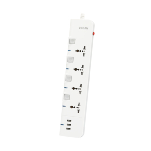 Tira de alimentación universal de 4 salidas, 3 puertos USB con interruptor separado de seguridad para niños, luz indicadora, protección contra sobrecarga - Product Image 6