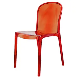 Chaise en plastique transparente rouge, chaise en acrylique empilable, chaise pour événement de mariage