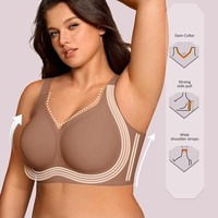 Soutiens-gorge sans fil personnalisables en gelée pour femmes, à bonnets pleins, push-up, sans coutures, respirants, couvrance totale, sans armatures, grandes tailles, type T-shirt