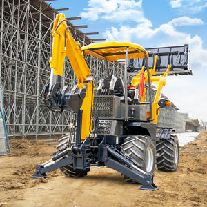 Envío gratis nuevo 4x4 Mini cargadora retroexcavadora Tractor cargadora de ruedas con motor central retroexcavadora de tipo móvil para la venta - Product Image 5