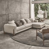 Canapé d'angle en tissu moderne et luxueux, style minimaliste, pour salon, avec structure en bois, doux et élégant, idéal pour la maison