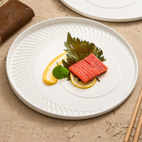 Assiette à dîner en céramique de style nordique minimaliste - Résistante au micro-ondes, durable, style restaurant, assiette à steak avec soucoupe pour la maison et l'hôtellerie
