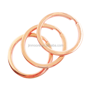 Porte-clés en métal plat robuste, pièces, or Rose, accessoires fendus - Product Image 3