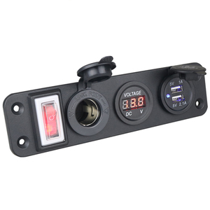 Panel de toma de cargador <span class=keywords><strong>USB</strong></span> de 12V y 24V para barco marino, autobús, VAN, RV, montaje en Panel, puerto de carga <span class=keywords><strong>USB</strong></span>, toma de encendedor de cigarrillos, voltímetro - Product Image 2