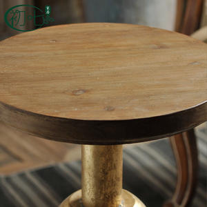 American Country Retro Coffee <b>Table</b> Round Wood Top Distressed Paint Industrial Style Living Room Decorative Side <b>Table</b> - Product Image 4