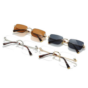 Monturas de gafas cuadradas sin montura Qian Ai, metálicas, con filtro de luz azul para mujer, montura pequeña N2-20532 - Product Image 4