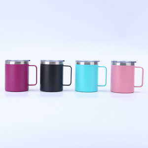 Vaso de café reutilizable al vacío con aislamiento de acero inoxidable de 12OZ, <span class=keywords><strong>taza</strong></span> de café de doble pared con asa - Product Image 4