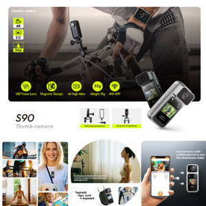 Mini caméra WiFi S90 avec écran de 1,47 pouces, 4K 30fps, caméra sportive miniature, enregistrement grand angle, design magnétique rotatif, MicroSD, IPX6 - Product Image 3