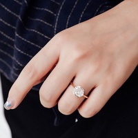 Cincin Pertunangan Wanita Berlian Moissanite Oval Bezel 2ct Emas Kuning 10k 14k 18k Hadiah Ulang Tahun Khusus Vvs Moissanite