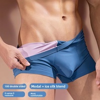 Boxers pour hommes de haute qualité en modal et soie glacée, à taille mi-haute, avec entrejambe en soie de mûrier, grande taille, tricotés, séchage rapide