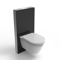 Citerne de toilette encastrée, design à double chasse, cadre en aluminium, meuble en verre trempé, réservoir d'eau dissimulé pour WC suspendu