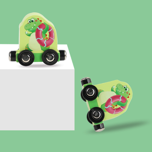 Juego de tren de dinosaurios magnético de madera, juguete de aprendizaje de números, mini tren educativo Montessori para niños pequeños - Product Image 2