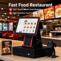 Caisse enregistreuse tactile 1902A en promotion, terminal de point de vente avec écran tactile 15,6 pouces et imprimante thermique intégrée